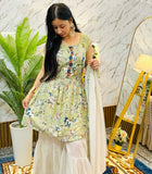 Botanical Print Kurta Set with Flared Pants (RRRD61)