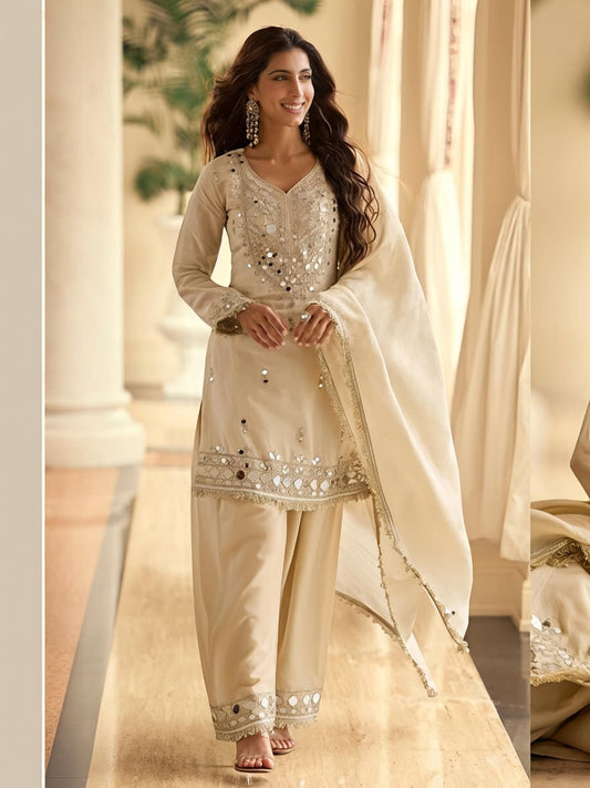 Elegant Embroidered Chikankari Suit Set with Dupatta (RRRD63)
