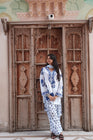 Royal Blue Floral Printed Cotton Kurta Set (RS06)