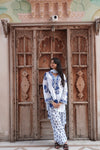 Royal Blue Floral Printed Cotton Kurta Set (RS06)