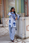 Royal Blue Floral Printed Cotton Kurta Set (RS06)