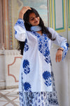 Royal Blue Floral Printed Cotton Kurta Set (RS06)