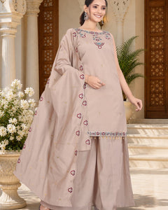 Elegant Embroidered Cotton 3-Piece Suit Set with Dupatta (RD74)