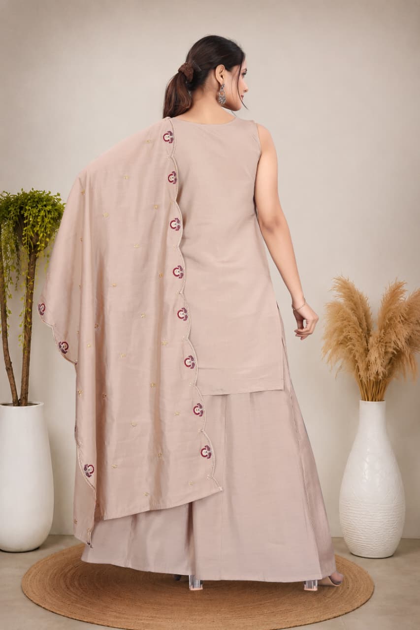 Elegant Embroidered Cotton 3-Piece Suit Set with Dupatta (RRRD65)