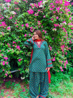 Teal Printed Kurta Palazzo Set with Contrast Dupatta (RS07)