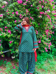 Teal Printed Kurta Palazzo Set with Contrast Dupatta (RS07)