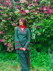 Teal Printed Kurta Palazzo Set with Contrast Dupatta (RS07)