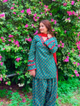 Teal Printed Kurta Palazzo Set with Contrast Dupatta (RS07)