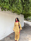 Yellow Printed Kurta Palazzo Set with Contrast Dupatta (RS08)