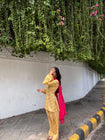 Yellow Printed Kurta Palazzo Set with Contrast Dupatta (RS08)