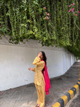 Yellow Printed Kurta Palazzo Set with Contrast Dupatta (RS08)