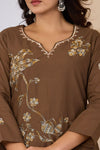 Elegant Floral Embroidered 3-Piece Suit Set (SWSK75)