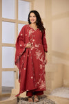Elegant Floral Embroidered 3-Piece Suit Set (SWSK75)