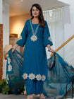 Elegant Floral Printed Embroidered 3-Piece Suit Set (SWSK76)