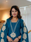 Elegant Floral Printed Embroidered 3-Piece Suit Set (SWSK76)