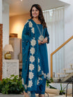 Elegant Floral Printed Embroidered 3-Piece Suit Set (SWSK76)