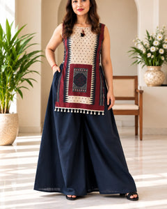 Printed Kurta Set with Wide-Leg Palazz (RD77)