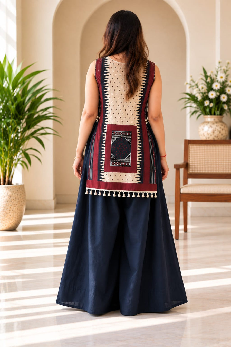 Printed Kurta Set with Wide-Leg Palazz (RD77)