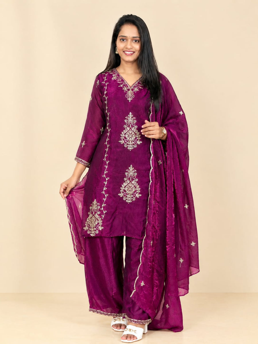 Royal Embroidered 3-Piece Suit Set (RRRD67 Chhaya)