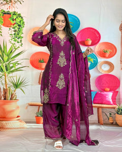 Royal Embroidered 3-Piece Suit Set (RRRD67 Chhaya)