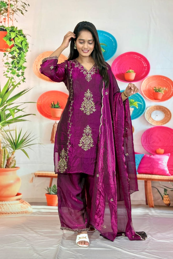 Royal Embroidered 3-Piece Suit Set (RRRD67 Chhaya)