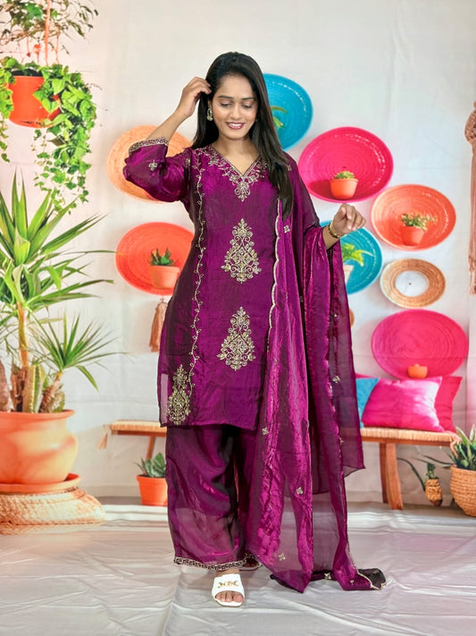 Royal Embroidered 3-Piece Suit Set (RRRD67 Chhaya)