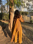 Women’s Premium Cotton Printed Kurta Pant & Dupatta Set – Mustard Floral Print (RD79)