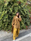 Women’s Premium Cotton Printed Kurta Pant & Dupatta Set – Mustard Floral Print (RD79)