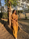 Women’s Premium Cotton Printed Kurta Pant & Dupatta Set – Mustard Floral Print (RD79)