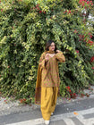 Women’s Premium Cotton Printed Kurta Pant & Dupatta Set – Mustard Floral Print (RD79)