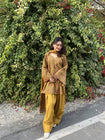 Women’s Premium Cotton Printed Kurta Pant & Dupatta Set – Mustard Floral Print (RD79)