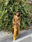 Women’s Premium Cotton Printed Kurta Pant & Dupatta Set – Mustard Floral Print (RD79)