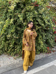 Women’s Premium Cotton Printed Kurta Pant & Dupatta Set – Mustard Floral Print (RD79)