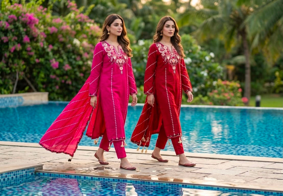 🌸 Elegant Embroidered Kurta Set with Flowing Dupatta ✨ (RRRD68)