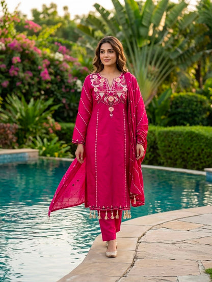 🌸 Elegant Embroidered Kurta Set with Flowing Dupatta ✨ (RRRD68)