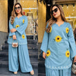 🌻 Sunflower Bloom Embroidered Co-ord Set ✨ (SWSK77)