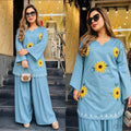 🌻 Sunflower Bloom Embroidered Co-ord Set ✨ (SWSK77)
