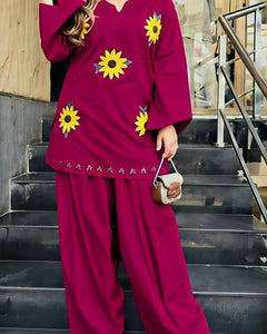 🌻 Sunflower Bloom Embroidered Co-ord Set ✨ (SWSK77)
