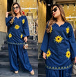 🌻 Sunflower Bloom Embroidered Co-ord Set ✨ (SWSK77)