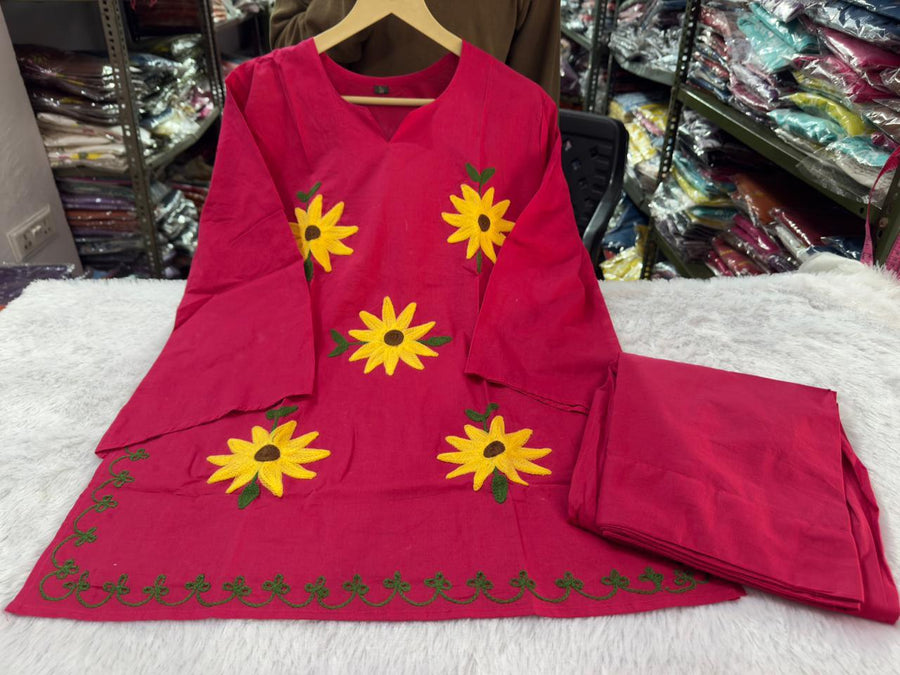 🌻 Sunflower Bloom Embroidered Co-ord Set ✨ (SWSK77)