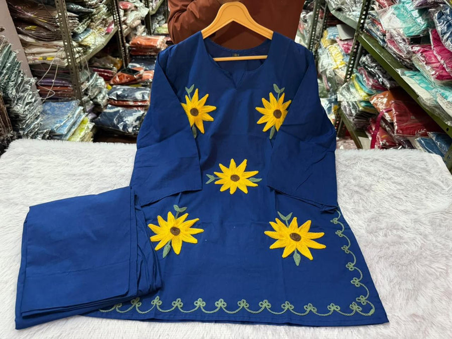 🌻 Sunflower Bloom Embroidered Co-ord Set ✨ (SWSK77)