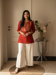 Beautiful Pure Cotton  top Pant set with beautiful embroidery work 💗(SWSK82)
