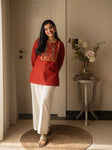 Beautiful Pure Cotton  top Pant set with beautiful embroidery work 💗(SWSK82)