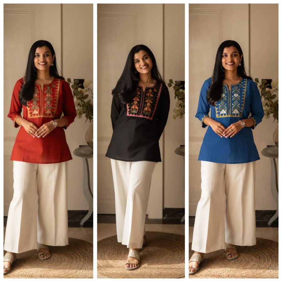Beautiful Pure Cotton  top Pant set with beautiful embroidery work 💗(SWSK82)