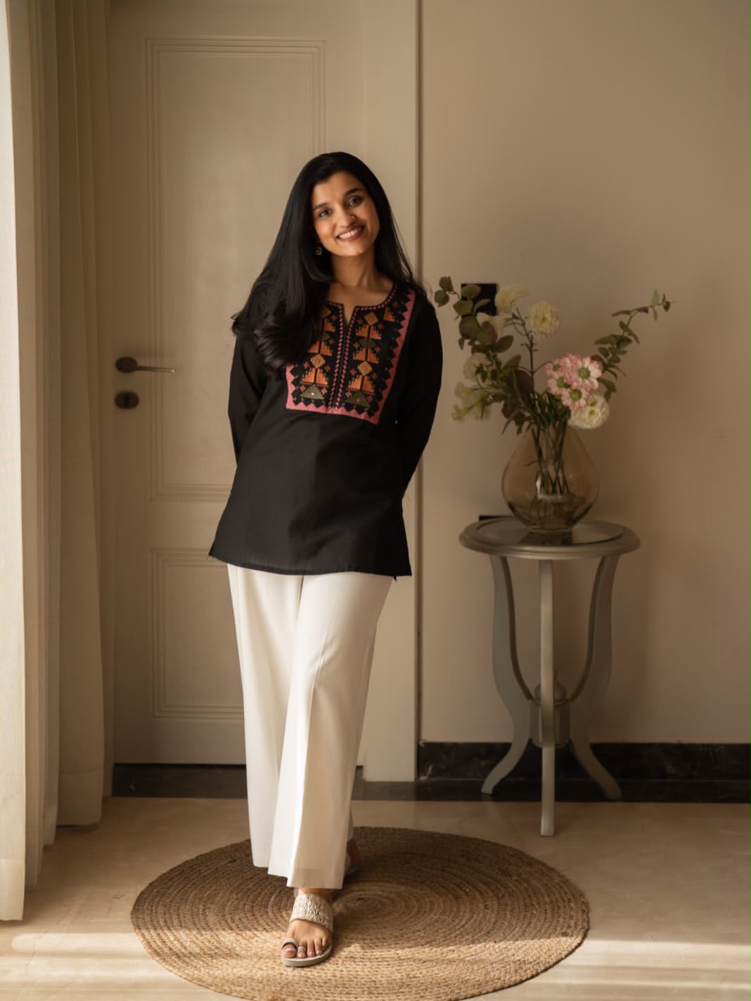Beautiful Pure Cotton  top Pant set with beautiful embroidery work 💗(SWSK82)