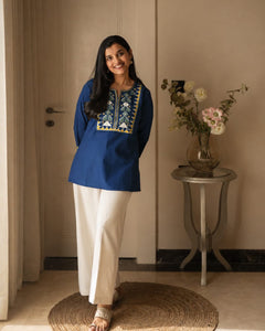 Beautiful Pure Cotton  top Pant set with beautiful embroidery work 💗(SWSK82)