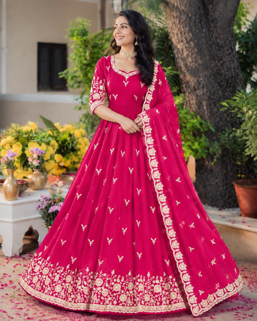 ✨ Elegant Anarkali Gown with Intricate Floral Embroidery 🌸 (RRRD69)
