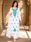 Women's Floral Embroidered Cotton Suit Set with Dupatta (RRRD49)