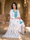 Women's Floral Embroidered Cotton Suit Set with Dupatta (RRRD49)