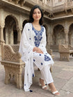 Women's Floral Embroidered Cotton Suit Set with Dupatta (RRRD49)